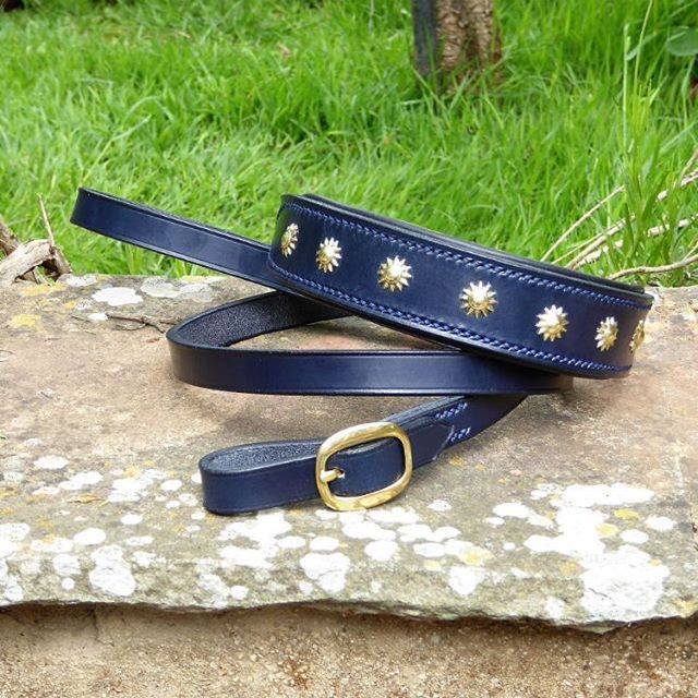 ESB Leather Bespoke Navy collar and lead