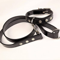 Daisy lead and collar, Black and silver