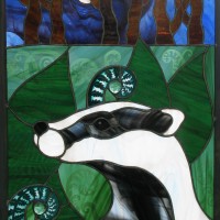 Badger by Liz Huppert stained glass